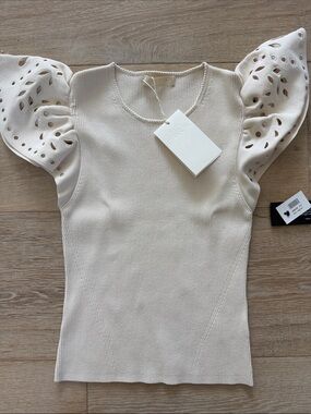 Ulla Johnson Cream Puff-Sleeve Knit Top